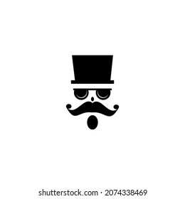 mustache male logo silhouette wearing a hat