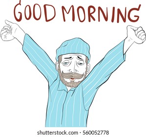 Mustache Man Good Morning Stock Vector (Royalty Free) 560052778 ...