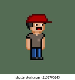 A Mustache Man with Hat Pixel Vector Design