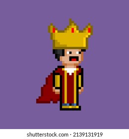 A Mustache Man As A King Pixel Vector Design