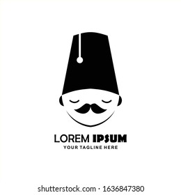 mustache man logo with a hat. vector logo