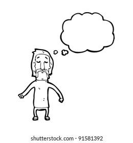 mustache man with thought bubble