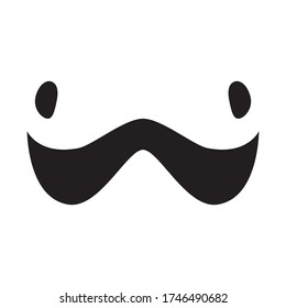 Грудь женская. Усы мужские. Mustache for men and eyes. Vector silhouette, icon. Isolated white background.
