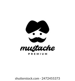 mustache men style modern logo design vector