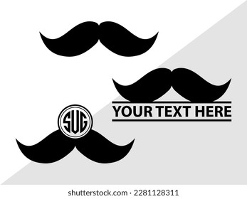 Mustache Monogram Vector Illustration Silhouette
