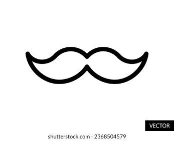 Mustache, moustache vector icon in line style design for website, app, UI, isolated on white background. Editable stroke. EPS 10 vector illustration.