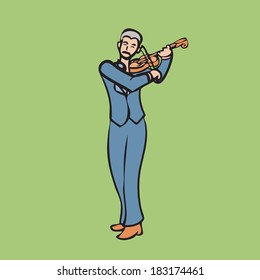 Mustache musician perform classical violin