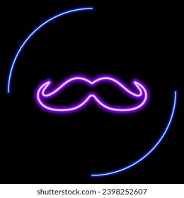 signo de neón bigote, diseño moderno de pancartas brillantes, coloridas tendencias de diseño moderno sobre fondo negro. Ilustración vectorial.