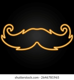 sinal de neon bigode, design de banner brilhante moderno, tendências de design moderno colorido no fundo preto. Ilustração vetorial.