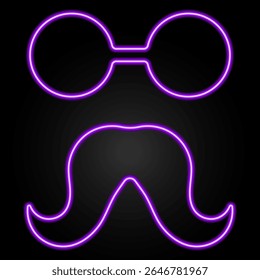 sinal de neon bigode, design de banner brilhante moderno, tendências de design moderno colorido no fundo preto. Ilustração vetorial.