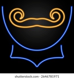 sinal de neon bigode, design de banner brilhante moderno, tendências de design moderno colorido no fundo preto. Ilustração vetorial.