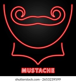 sinal de neon bigode, design de banner brilhante moderno, tendências de design moderno colorido no fundo preto. Ilustração vetorial.