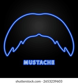 sinal de neon bigode, design de banner brilhante moderno, tendências de design moderno colorido no fundo preto. Ilustração vetorial.