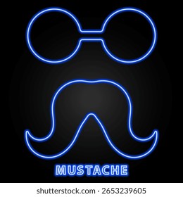 sinal de neon bigode, design de banner brilhante moderno, tendências de design moderno colorido no fundo preto. Ilustração vetorial.