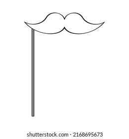 Mustache on a stick for a masquerade. Party accessory. Photo booth props. Vector illustration in cartoon style.