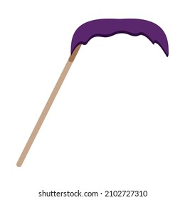 Mustache on stick photo booth accessory flat icon on white background vector illustration