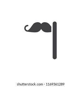 Mustache on a stick vector icon. filled flat sign for mobile concept and web design. Party mask simple solid icon. Symbol, logo illustration. Pixel perfect vector graphics