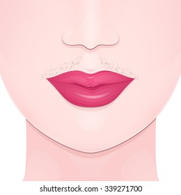 Mustache On The Upper Lip Of The Girl, Unwanted Facial Hair