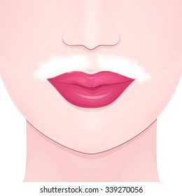 mustache on the upper lip of a woman, hair removal cream, shaving