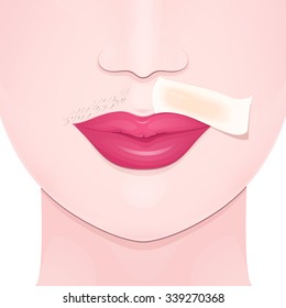 mustache on the upper lip of a woman, hair removal wax