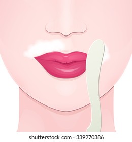 mustache on the upper lip of a woman, hair removal cream