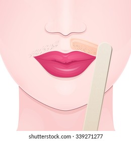 Mustache On The Upper Lip Of A Woman, Hair Removal Wax