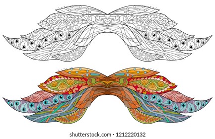 Mustache ornate sketch for your design. Drawing, floral
