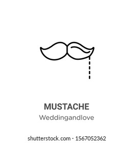 Mustache outline vector icon. Thin line black mustache icon, flat vector simple element illustration from editable birthday and party concept isolated on white background