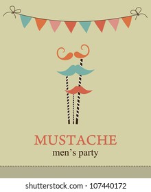 mustache party card. vector illustration