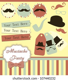 mustache party card. vector illustration