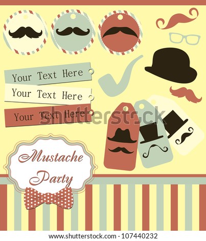 mustache party card. vector illustration