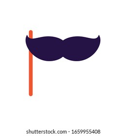 mustache party prop over white background, flat style icon, vector illustration