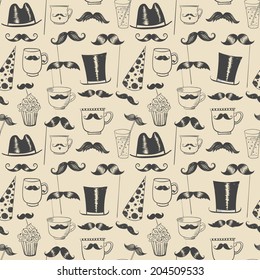 Mustache party seamless background