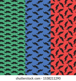 mustache pattern set on colorful background