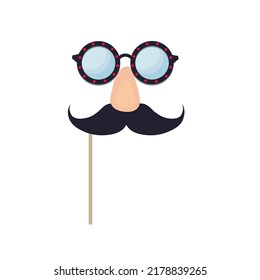 Mustache Photo Booth Props cartoons. Booth props party vector illustration. Mustache Photo Booth Props Printable. Funny Moustache photo booth props isolated on the white background. 