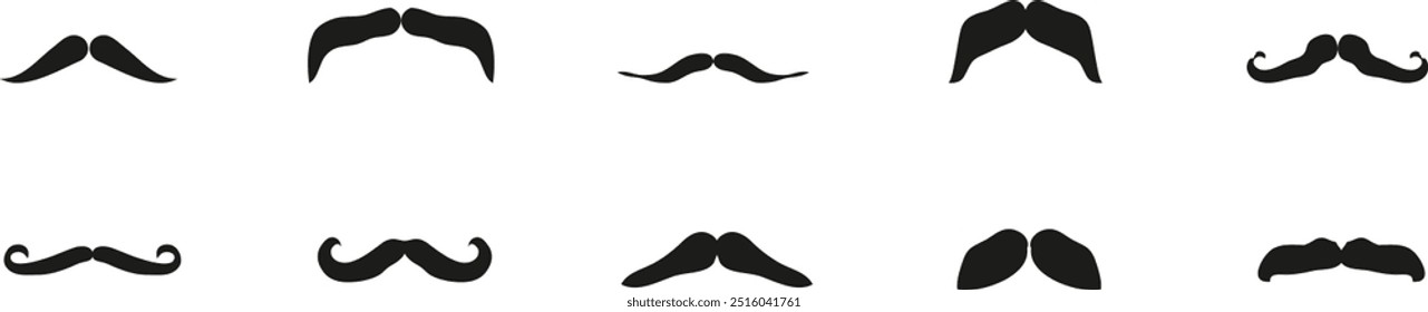 mustache png. set of different mustaches isolated on a white background. set of mustache png	