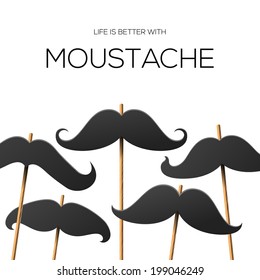 Plantilla de afiche de Mustache para la fiesta hipster, ilustración vectorial. 