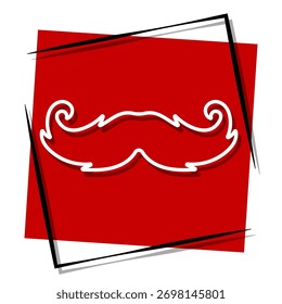 bigode, banner vermelho em um quadro. Ilustração vetorial em um fundo branco.