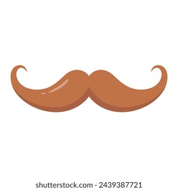 Mustache in red color. Hipster, gentleman or barbershop symbol. Classic retro moustache element. Vector illustration on white background.