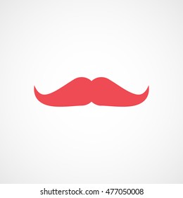 Mustache Red Flat Icon On White Background