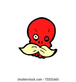 caricatura del cráneo rojo bigote