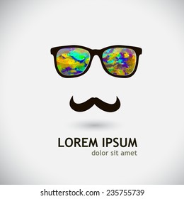 mustache and retro glasses. Vector