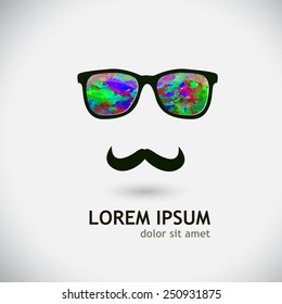 mustache and retro glasses. Vector