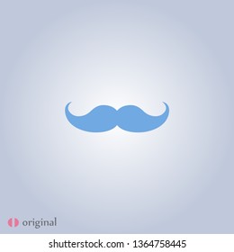 Mustache in a retro style icon. Simple flat symbol. Perfect illustration on white background. Vector.