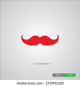 Mustache in a retro style icon. Simple flat symbol. Perfect illustration on white background. Vector.