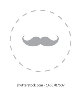 Mustache in a retro style icon. Simple flat symbol. Perfect illustration on a white background. Vector. A sign of mustashe.