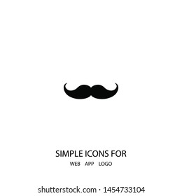 Mustache in a retro style icon. Simple flat symbol. Perfect illustration on a white background. Vector. A sign of mustashe.