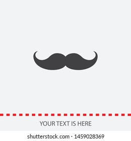 Mustache in a retro style icon. Simple flat symbol. Perfect illustration on a white background. Vector. A sign of mustashe.