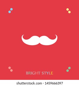 Mustache in a retro style icon. Simple flat symbol. Perfect illustration on a white background. Vector. A sign of mustashe.