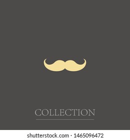 Mustache in a retro style icon. Simple flat symbol. Perfect illustration on a white background. Vector. A sign of mustashe.